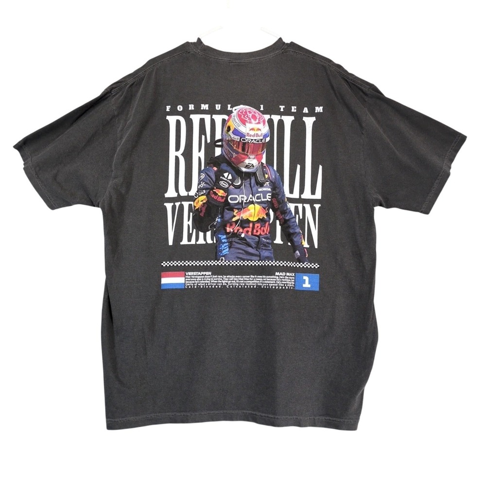 Max Verstappen Red Bull Racing Black T-Shirt Mens 2XL Formula 1 PitStopFits F1